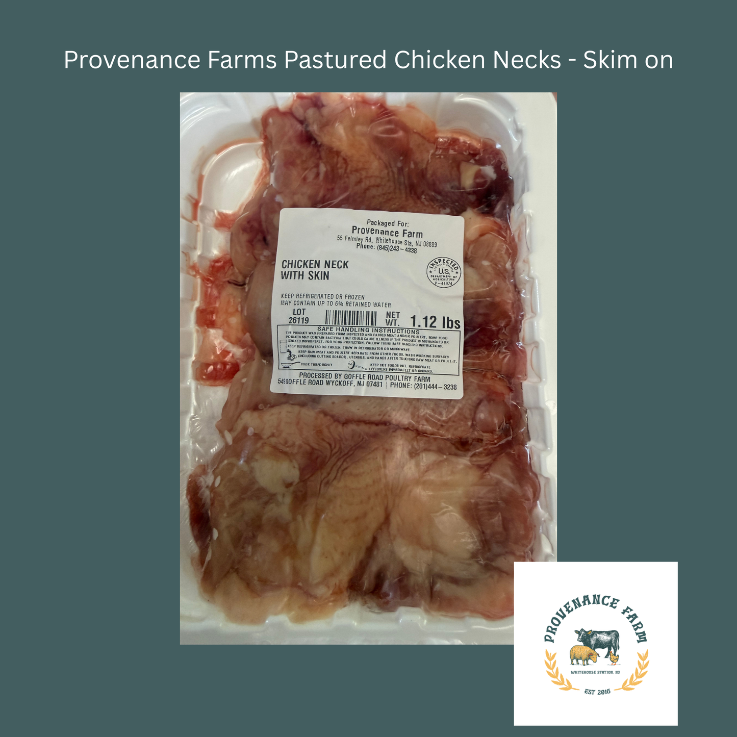 Pasture-Raised Skin-On Chicken Necks – 1 lb