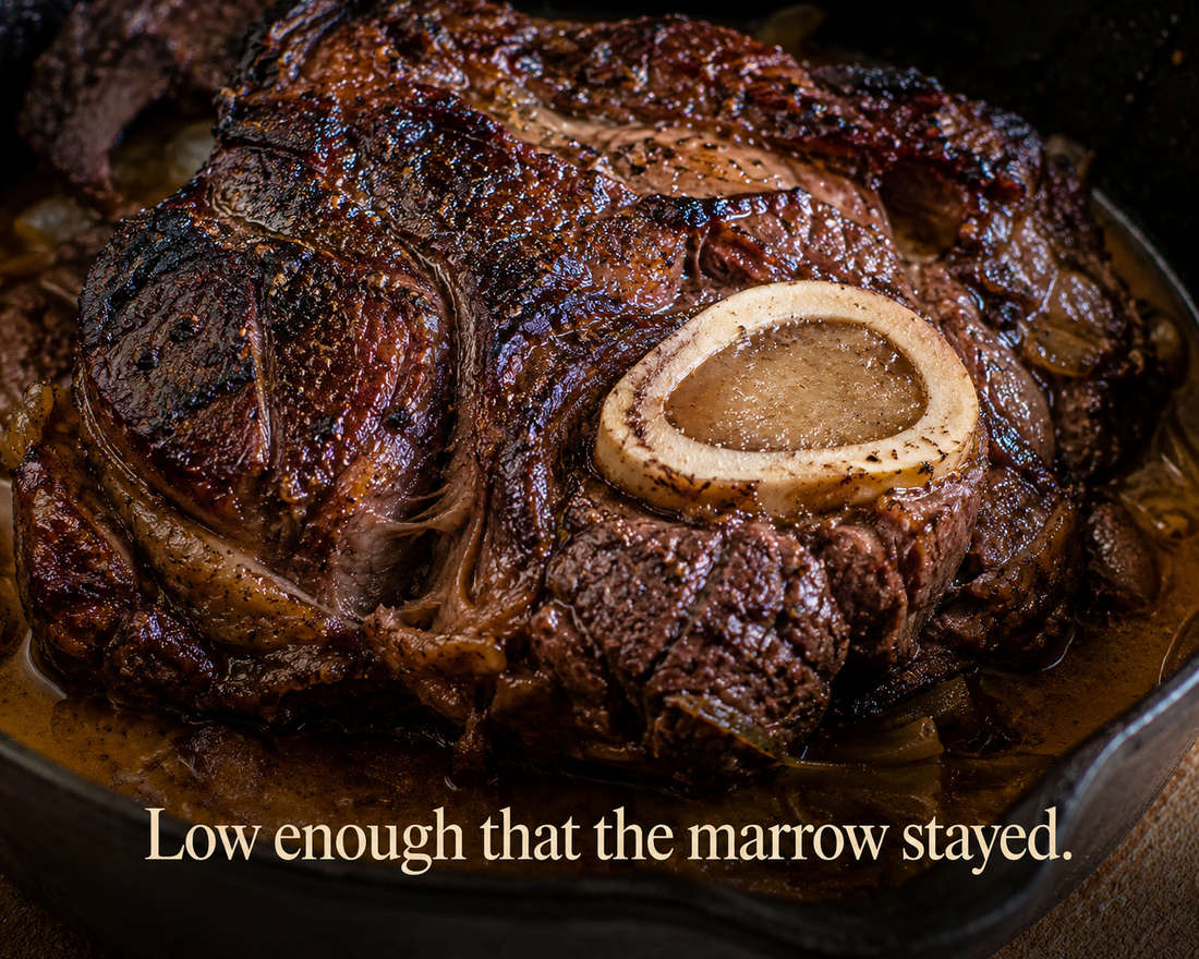 What Happens When You Stop Rushing? A bone-in chuck roast, low heat, and the lesson hidden inside.