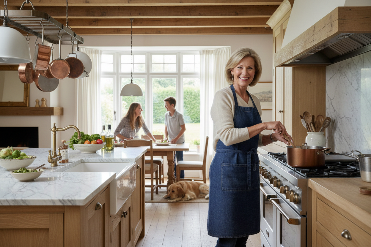 middle age lady cooking for her family